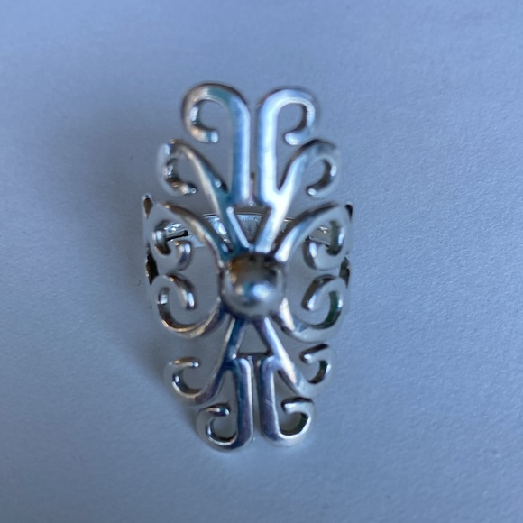 Vintage Sterling Silver size 10.5 scroll ring .925 Made in Mexico - Picture 5 of 6
